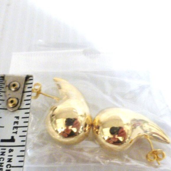 .925 TEARDROP Earrings Gold Tone w/ .925 Posts & Gift Pouch Stocking Stuffer - Picture 8 of 8